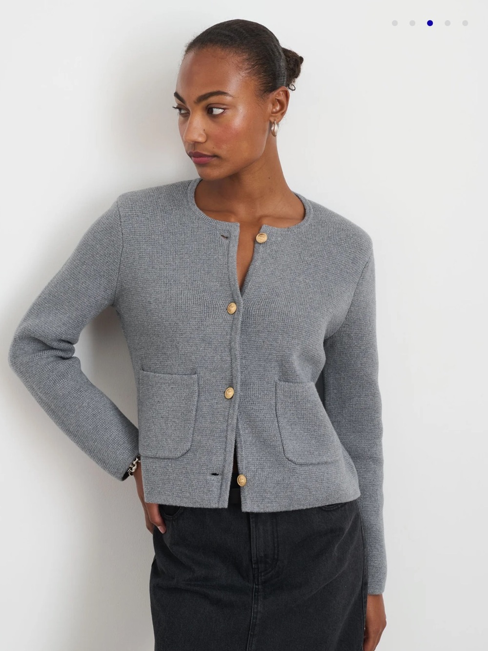 Alex Mill Paris Sweater Jacket in Grey Shadow - Picture 2 of 8